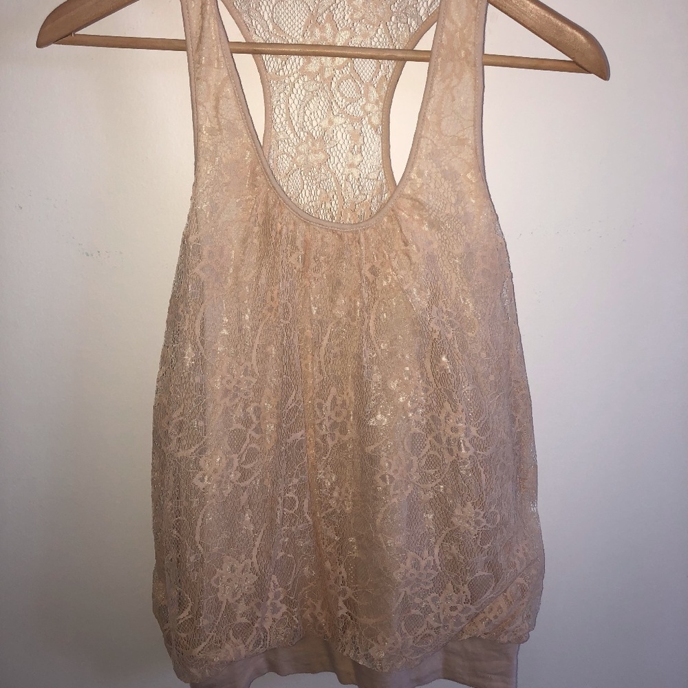 lace racerback tank with banded bottom